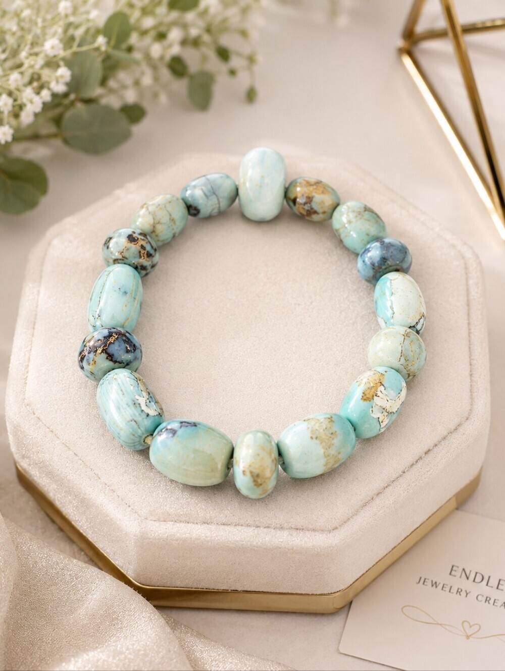 Natural Dream Agate Beaded Stretch Bracelet Handmade Artisan Jewelry